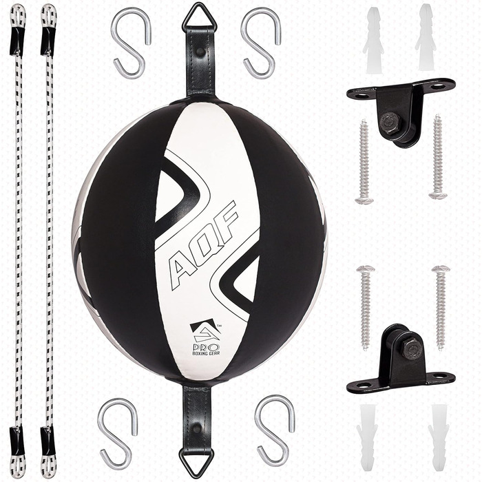 Набір боксерських мішок AQF: боксерський мішок, мішок-груша, шкіряний, для тренувань, професійний, чорно-білий