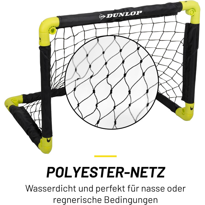 Ворота для футболу Dunlop - складані, чорно-жовті, 50x44x44 см - для гри в саду та в приміщенні