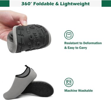 Шкарпетки для душу SAGUARO 7 отворів, швидко сохнуть, не слизькі, для чоловіків та жінок, розмір 36-47 (40/41 EU, сірий)