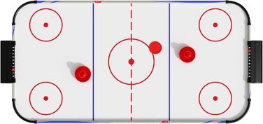 Airhockey стіл Carromco Crosscheck-XT – ігрове поле з високоглянцевим покриттям, вентильоване поле, 2 шайби та 2 ракетки, розмір 79x122x61 см, синій, для дітей та дорослих