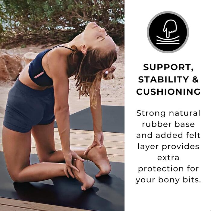 Килимок для йоги Plyopic Ultra-Grip Pro – нековзке покриття, комфорт та вологостійкість. Лінія вирівнювання для йоги, джоги, пілатесу, бікраму та гарячої йоги (Ultra Black (Minimalist))