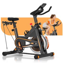 Велотренажер DMASUN: Тихий ергометр для дому з регулюванням опору, дисплеєм та підставкою для планшета. Ідеальний для кардіотренувань в приміщенні. Максимальне навантаження: 160 кг, колір - помаранчевий.