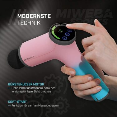 Масажний пістолет Miweba Sports MM200 з LCD-дисплеєм, 6 насадок, 10 режимів, для м'язів, чорний/сірий