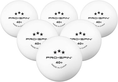 PRO SPIN тенісні м'ячі для настільного тенісу, білі, 3 зірки, 40+, преміум ABS, для тренувань і змагань, 24 шт.