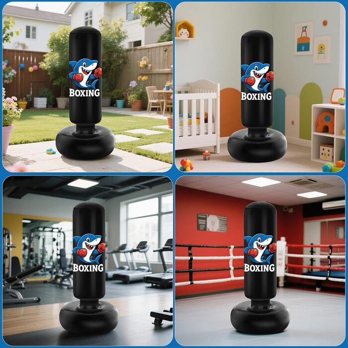 Дитячий боксерський мішок Qoosea для дітей 3-8 років, 130 см, надувний, з боксерськими рукавичками, для карате, кікбоксингу, Taekwondo, MMA, подарунок для хлопчиків та дівчаток