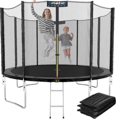 Трамплін KINETIC SPORTS Salto Plus Outdoor для дітей Ø 183/244/305/366/400/430/490 см - Комплект: пружини, сітка, захисні подушки, сходи - до 160 кг