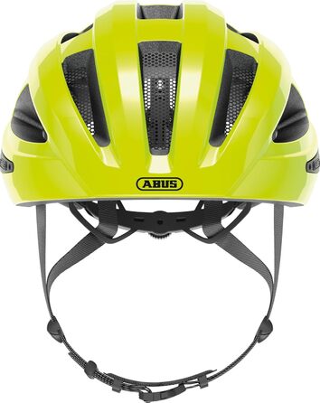Велошолом ABUS Macator MIPS для шосейного велосипеда, з козирком, для початківців, підходить для волосся у хвості, унісекс, жовтий (сигнальний), розмір M (52-58 см)