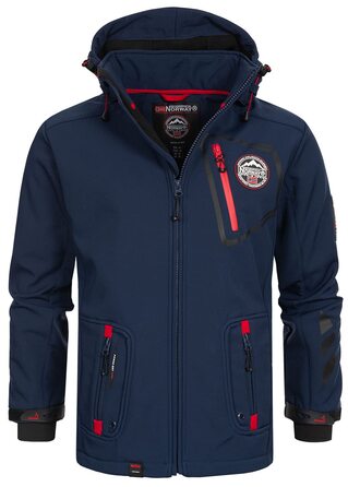 Чоловіча тактична куртка Geographical Norway Tacebook — водонепроникна вітрозахисна куртка з капюшоном для походів та активного відпочинку, темно-синя (M)