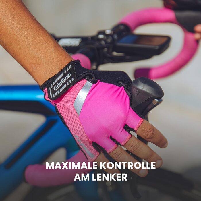 Велосипедні рукавички GripGrab ProGe 4mm DoctorGe для їзди на велосипеді влітку, рожеві, з підвищеною видимістю (M)