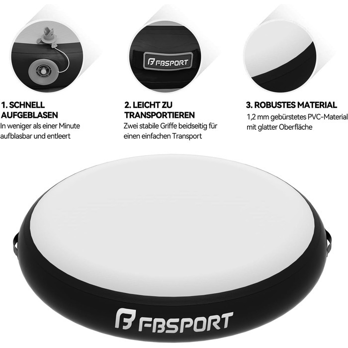 Airtrack Matte FBSPORT надувний килимок для гімнастики 70/100/140 см, висота 10/20/30 см з насосом
