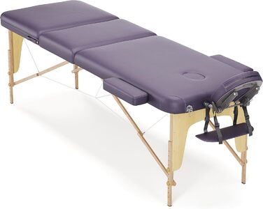Мобільний масажний стіл Beltom® 195 x 70 см, 3 зони, складний, для косметології та масажу, чорний (фіолетовий 180x56 см)