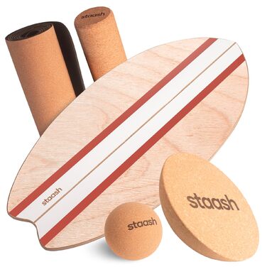 Баланс-борд STAASH® Balance Board Holz 5в1 — дерев'яна дошка для рівноваги та тренувань з додатком