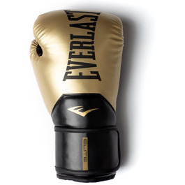 Боксерські рукавички Everlast Elite 2: для спарингу, роботи з мішком та м'ячами, кріплення на липучці, ергономічний захват, роздільний пінопоглинач, оригінальна серія Everlast GOLD/SCHWARZ, 10OZ