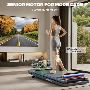 ONETWOFIT Ходункова доріжка, біговий тренажер для дому з ручками, регульований нахил, керування з пульта та через додаток, 2.5HP, складаний, 12km/h