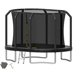 Батут Devoko Outdoor для дітей та дорослих, великий овальний, 305x214 см, з сіткою безпеки та міцним металевим каркасом