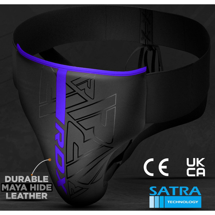 Чоловічий паховий захист RDX KARA для боксу, кікбоксингу, MMA, муей-тай, карате, таеквондо, майя шкіра, синій, розмір S