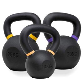 Набір чавунних гирь Strength Shop з ергономічною ручкою та захисним покриттям (10кг, 20кг, 28кг) для силових тренувань