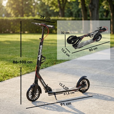 Складаний алюмінієвий самокат Cityroller з регулюванням висоти, колесами PU 200 мм, підшипниками ABEC-7 та подвійною системою гальмування