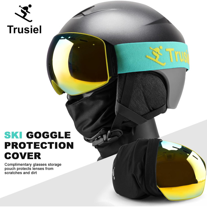Лижна маска Trusiel для жінок і чоловіків, антифог, OTG, для окулярів, UV400, сумісна з шоломом, зелена (VLT 14%)