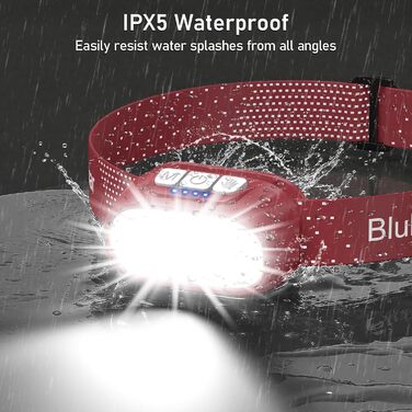 Кепка-ліхтарик Blukar LED з регулюванням температури кольору, перезарядна, 2000L, з червоним світлом та сенсором, 12 режимів, водонепроникна, 30+ годин роботи для надзвичайних ситуацій/кемпінгу/бігу (каштанового кольору)