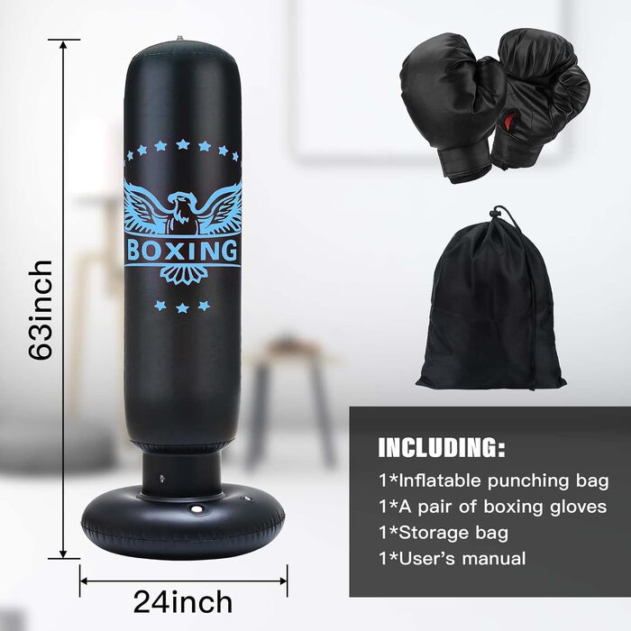 Надувний боксерський мішок для дітей 160 см з рукавичками. Підходить для карате, тхеквондо, ММА. Боксерський мішок з підставкою для дорослих та дітей.