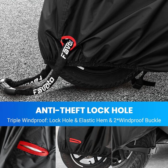 Водонепроникний мотоциклетний чехол Favoto Outdoor XXL 245x102x122cm - захист від пилу та погодних умов