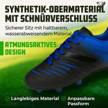 Дитячі футбольні бутси Vizari FG для штучного та натурального газону | Червоно-сині футбольні черевики для хлопчиків та дівчаток, розмір 33.5-38 (EU)