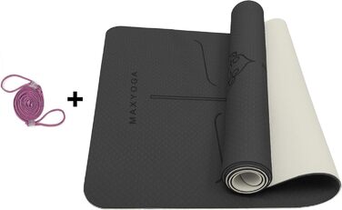 Йога-мат MAXYOGA з екологічного TPE, 183x61x0,6 см для фітнесу, пілатесу та гімнастики