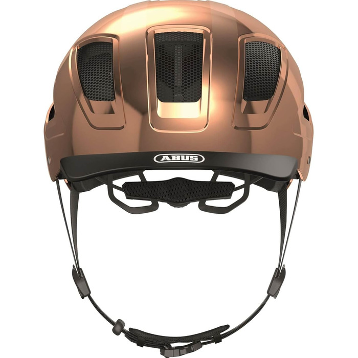 Велосипедний шолом ABUS Hyban 2.0 з LED-ліхтарем, ABS-оболонка, для дорослих, бронзовий (chrome rosé), розмір M (52-58 см)