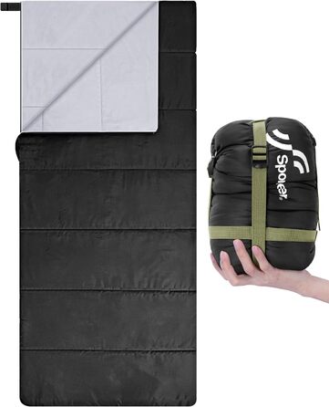 Сплячий мішок Sportneer 190x85 см: літній, легкий, водонепроникний, для кемпінгу, походів, подорожей, чорний