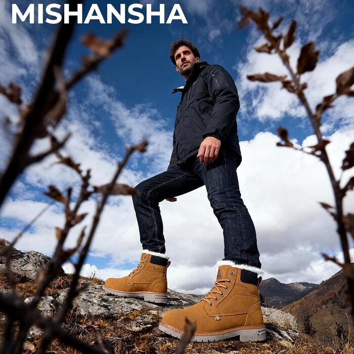Зимові черевики Mishansha Herren: теплі, з підкладкою, антиковзаючі, класичні, розмір 39-48 EU (46 EU, золотисто-коричневий)