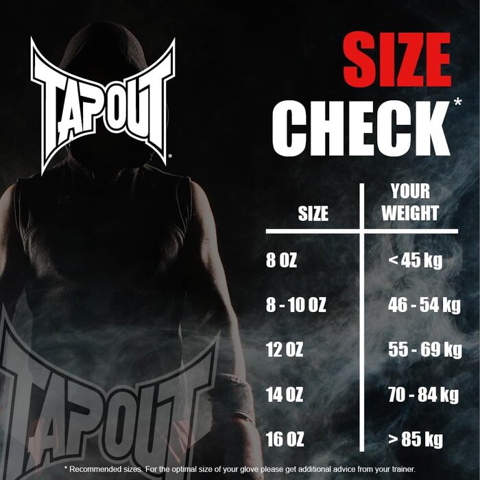Боксерські рукавички Tapout зі шкіри, 10 унцій, чорні/червоні