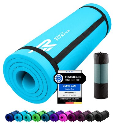 Килимок для йоги та пілатесу Gymnastikmatte Profi 190x60 см, 10-15 мм, NBR, з ременем та сумкою - антиковзкий килимок для спорту