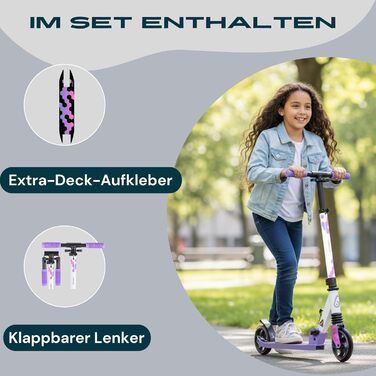Самокат міський Bergen City Scooter Sonic - алюмінієвий, колеса PU 145мм, амортизатор, гальмо заднє, регульована висота (5+ років), легкий, білий/чорний/рожевий/фіолетовий