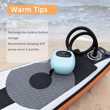 Електричний насос для SUP дошки DWNDPUMP 20PSI з акумулятором, для каяків та SUP, з 7 насадками, зелений