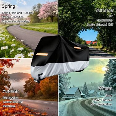 Захисний чохол для мотоцикла Motorrad 210D, водонепроникний, UV-стійкий, з світловідбиваючими смугами, для зберігання на вулиці та в приміщенні, 245 x 105 x 125 см