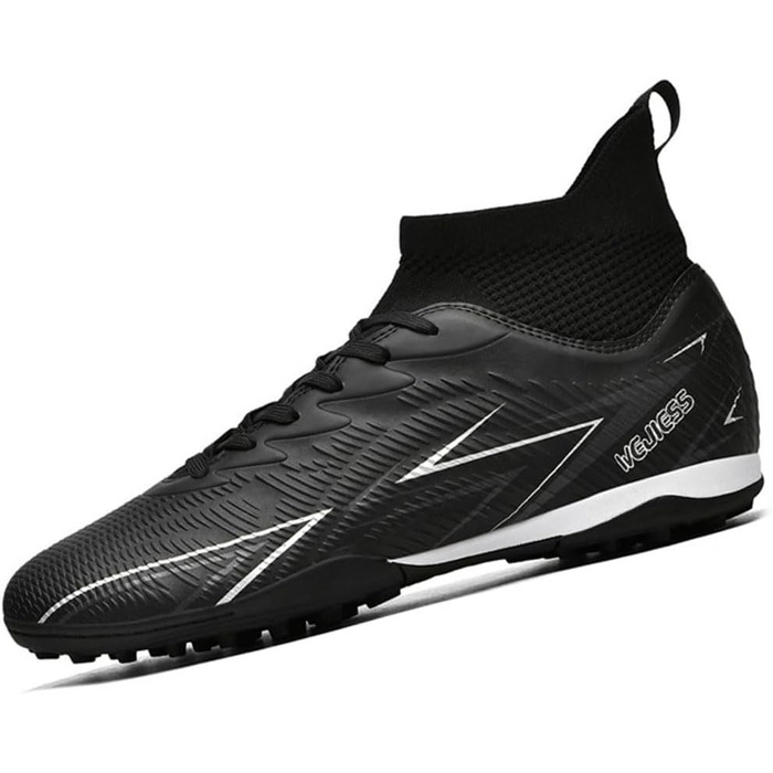 Черевики для футболу чоловічі та дитячі, високі, з шипами TF, чорні, розмір 44 EU
