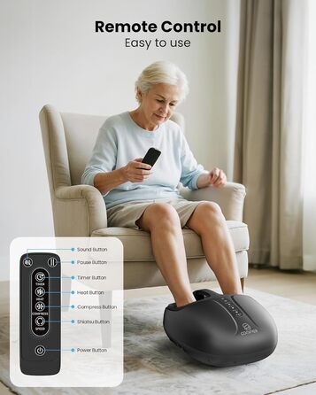 Масажер для ніг Shiatsu з підігрівом COMFIER - для діабету, п'яткової шпори, офісу. Розмір до 46.