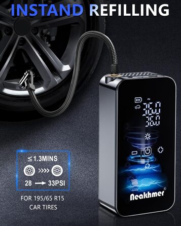 Електричний повітряний насос для велосипеда з акумулятором 150PSI: компресор з акумулятором 6000mAh, манометром для велосипедів, мотоциклів та автомобілів