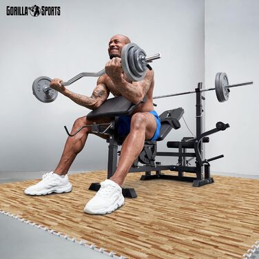 Набір захисних пазл-килимків для підлоги GORILLA SPORTS (16 шт), 60x60x1.2 см, EVA піна, під дерево, 5.76 м² — килимок для фітнесу та тренувань