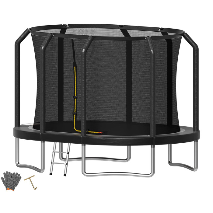 Батут Devoko Outdoor для дітей та дорослих, великий овальний, 305x214 см, з сіткою безпеки та міцним металевим каркасом