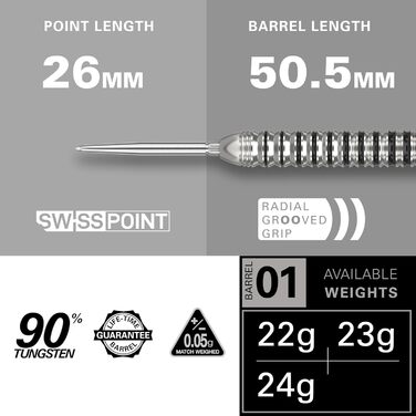 Професійний набір дротиків Target EXO Edition 90% вольфрам, сталевий наконечник, Swiss Point, Pro Grip, No.6, інструмент SP