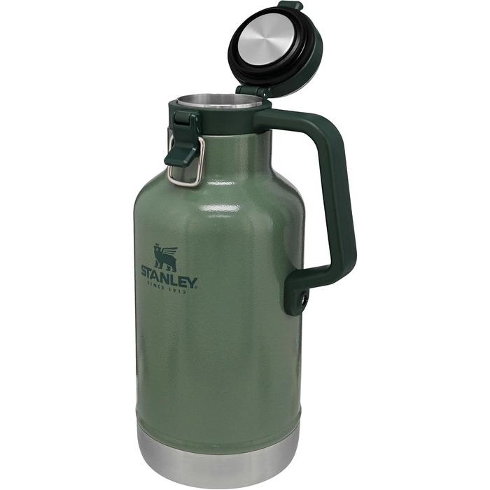 Термос-гроулер Stanley Classic Easy-Pour 1.9 л, нержавіюча сталь, для пива, зручний налив, зберігає холод до 24 годин, герметичний, підходить для миття в посудомийці, зелений Hammertone