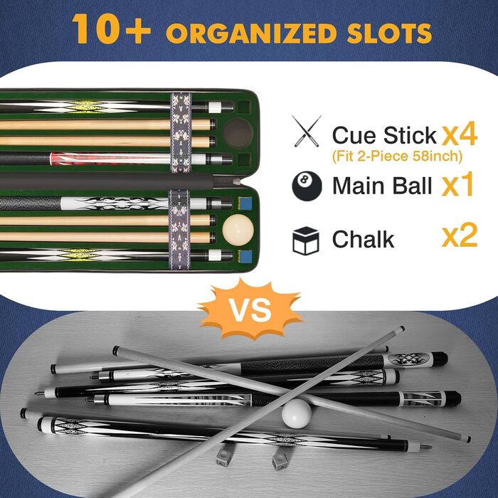 Чохол для більярдного кия Pool-Queue-Tasche: міцний кейс на 10 київ з м'якою шкіряною ручкою та плечовим ременем, для перенесення, чоловічий, однотонний (Getaway Solids)