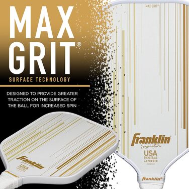 Професійна ракетка для піклболу Franklin Sports Signature Series з покриттям MaxGrit, турнірна, сертифікована USAPA