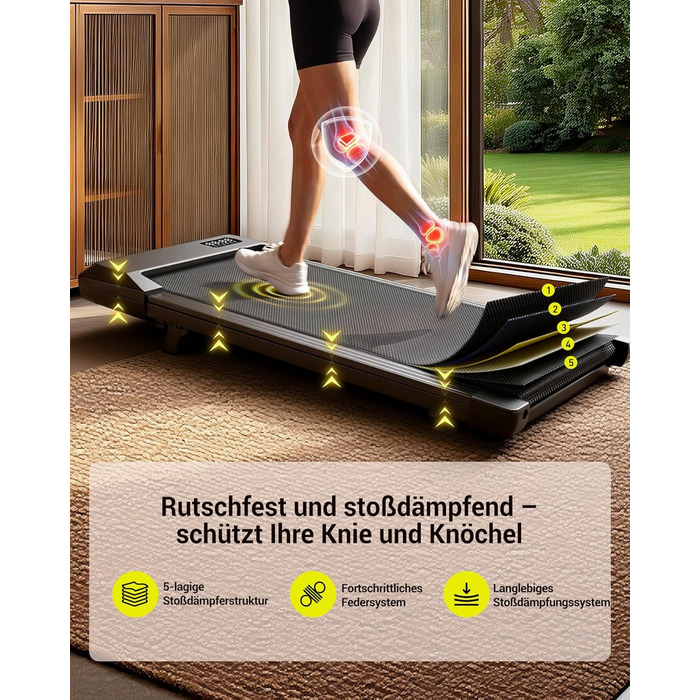 Складана бігова доріжка MJWW Raceable Walking Pad з нахилом 6-9%, потужність 2.5/3.0 HP, керування через додаток, AI-тренування та LED-дисплеєм для дому та офісу (чорна, 90 см)