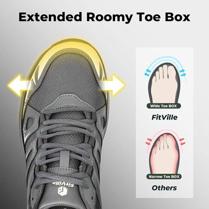 Черевики для хайкінгу FitVille для чоловіків, широкі, водонепроникні, розмір 40-50, підтримка склепіння стопи, сіро-бежеві