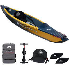 Надувний каяк Aqua Marina Tomahawk AIR-K 375 см для 1 особи, преміум, Drop-Stitch, синьо-жовтий