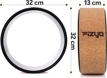 Колесо для йоги Fizyo Yoga Wheel – для розтяжки спини та полегшення болю – стабільне, неслизьке, 32 см (коричневе, натуральний корк)