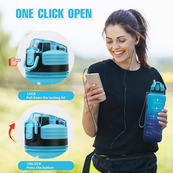 Спортивна пляшка для води 1л/500мл/700мл/1500мл Tritan, BPA-free, з маркуванням часу. Ідеально для фітнесу, велосипеда, активного відпочинку, йоги, спортзалу, школи. Темно-зелений, темно-синій (1500 мл)